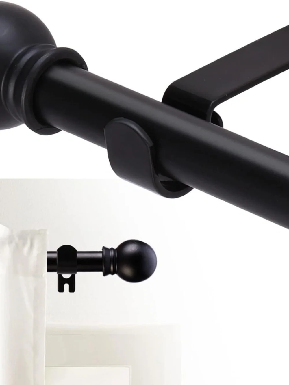 Curtain Rods for windows 32-48 inch, 5/8 inch Decorative Curtain Rod Set